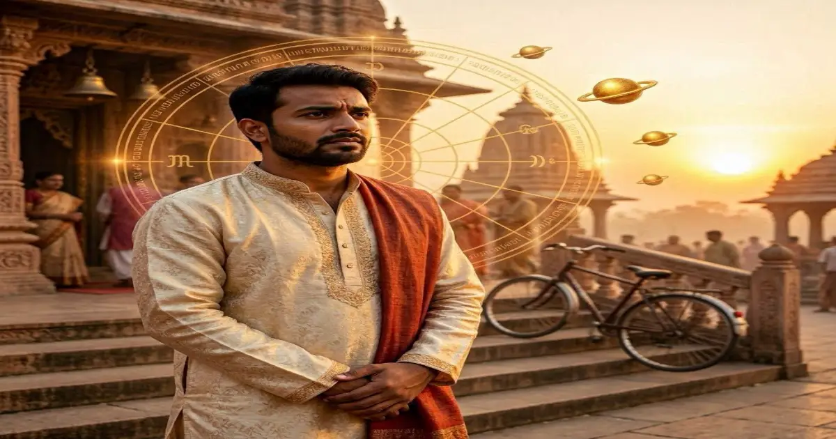 "जीवन सफलता उपाय के लिए पूजा करते हुए भारतीय युवक"